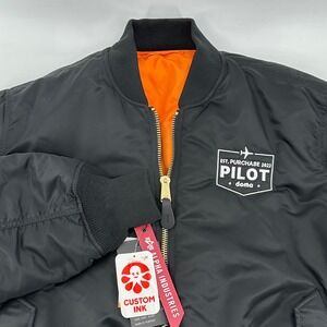 Alpha Industries MA-1 Flight Bomber Jacket Black Orange Men's XL NWT Reversible